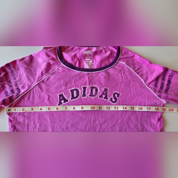 Adidas Women's Pink Vintage Distressed Long Sleeve Shirt ~ Size XL - Picture 6 of 7
